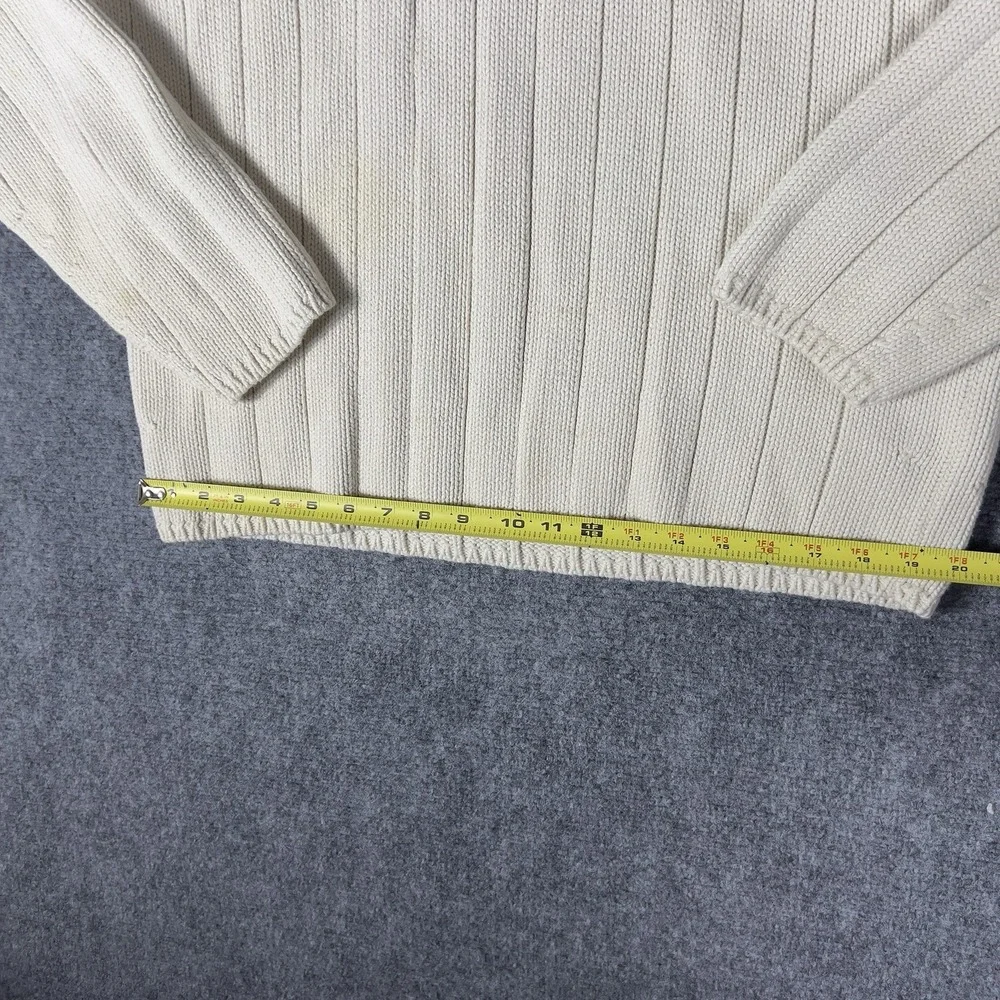 Polo Jeans Ralph Lauren Cream Ribbed Quarter Zip Sweater Cotton Knit Pullover